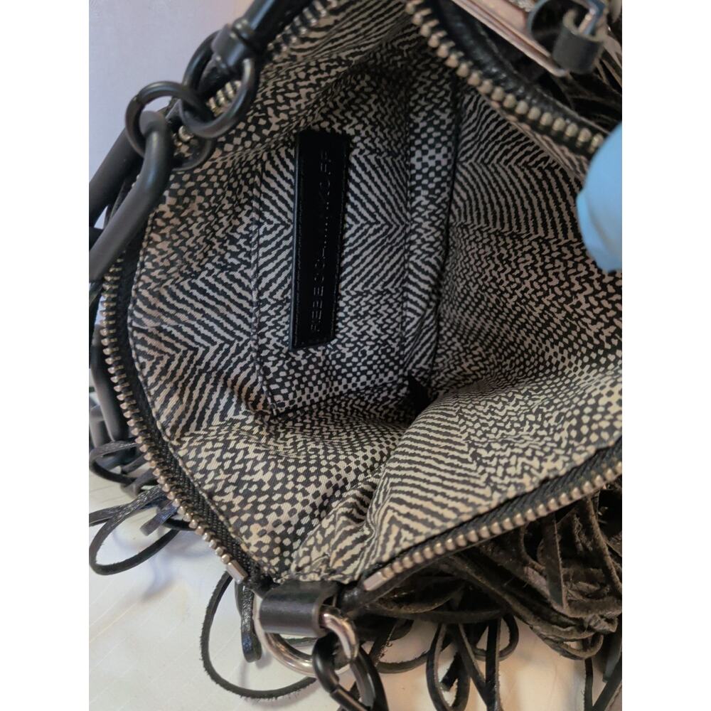 Rebecca Minkoff Fringe Black Crossbody Hippie Boho Leather Bag Purse - Picture 9 of 12